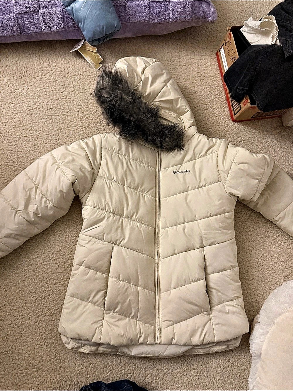 Columbia Pike Lake II Hooded Jacket Puffer Hooded Jacket in White XL NWT